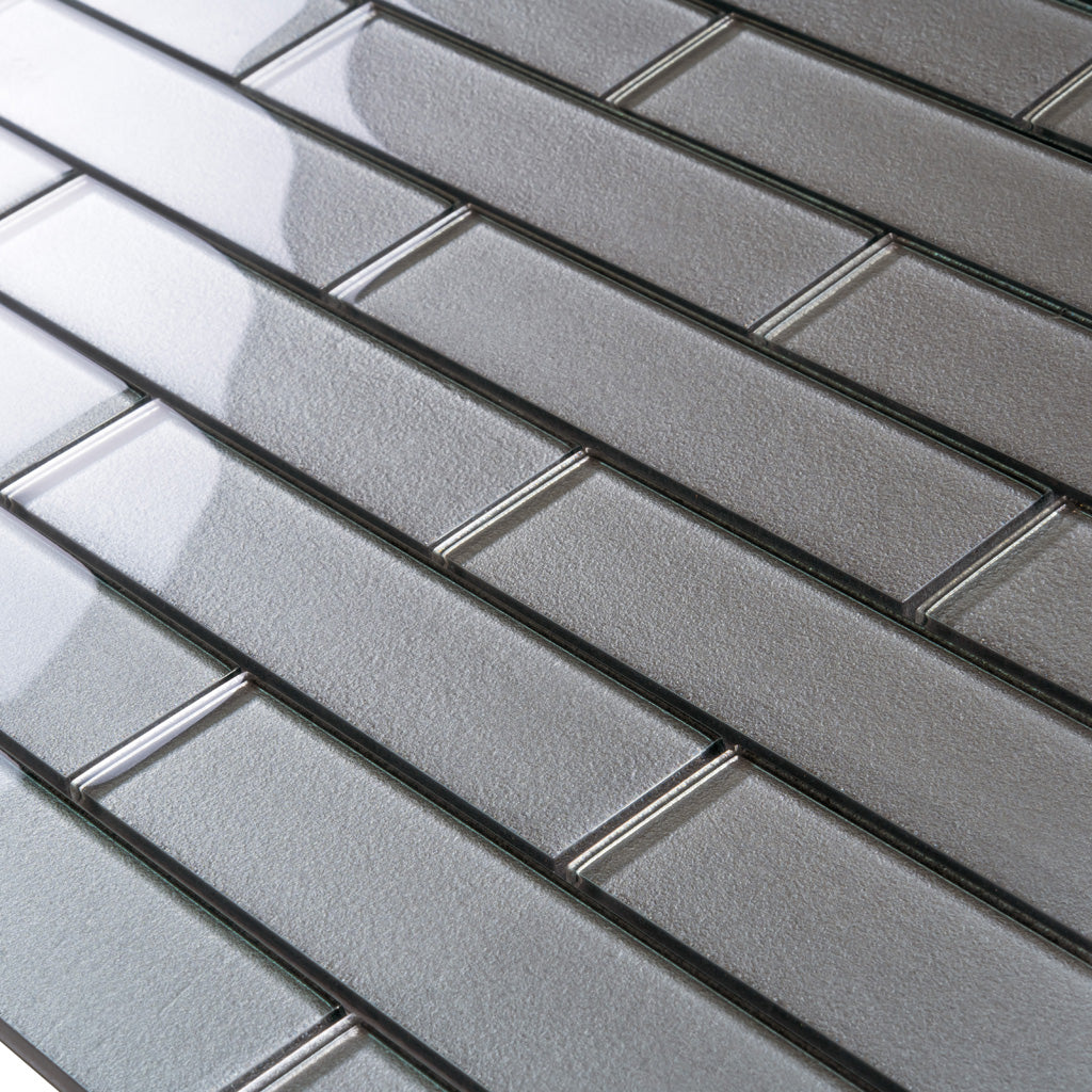 5 pack Gray 11.8-in. x 11.8-in. Polished Glass Mosaic Tile (4.83 Sq ft/case) - Sample