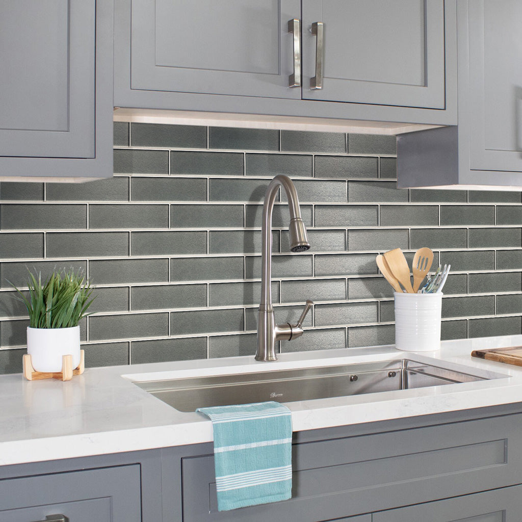 5 pack Gray 11.8-in. x 11.8-in. Polished Glass Mosaic Tile (4.83 Sq ft/case) - Sample