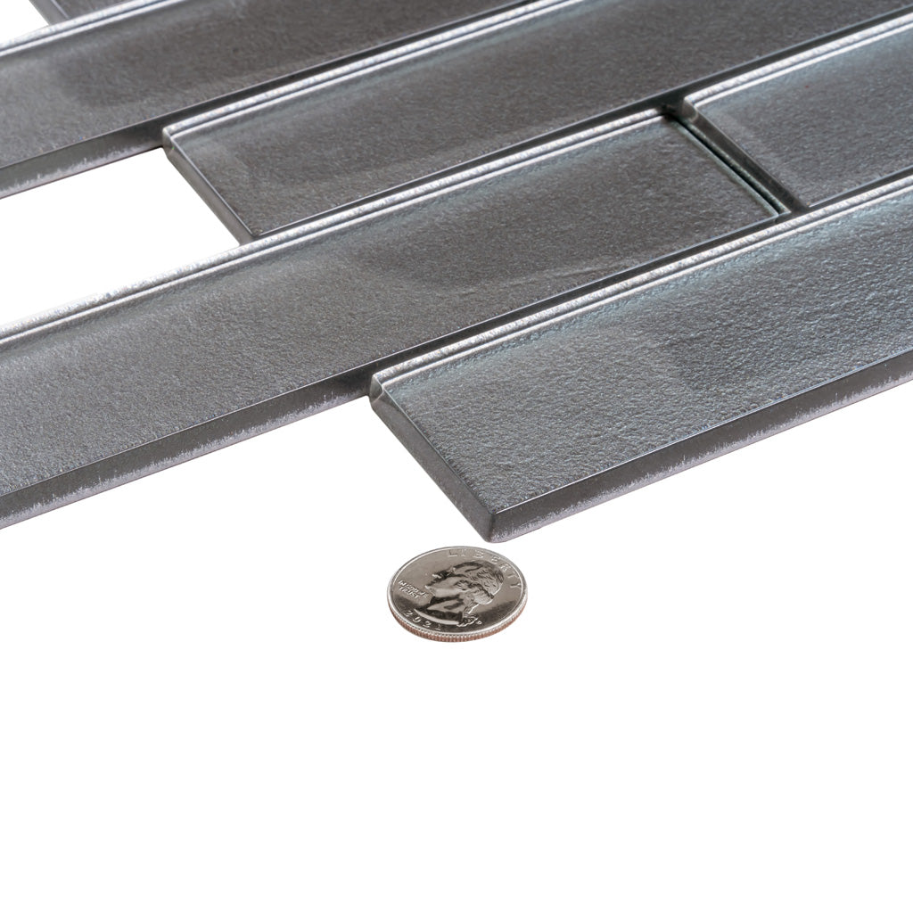 5 pack Gray 11.8-in. x 11.8-in. Polished Glass Mosaic Tile (4.83 Sq ft/case) - Sample