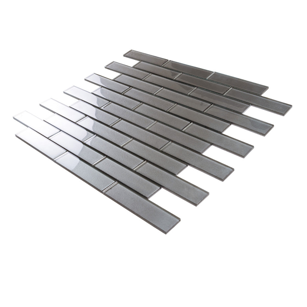 5 pack Gray 11.8-in. x 11.8-in. Polished Glass Mosaic Tile (4.83 Sq ft/case) - Sample