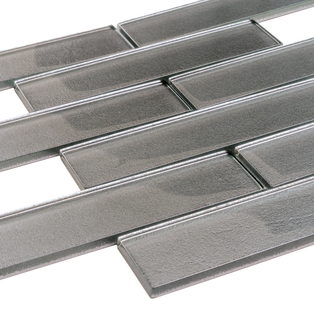 5 pack Gray 11.8-in. x 11.8-in. Polished Glass Mosaic Tile (4.83 Sq ft/case) - Sample
