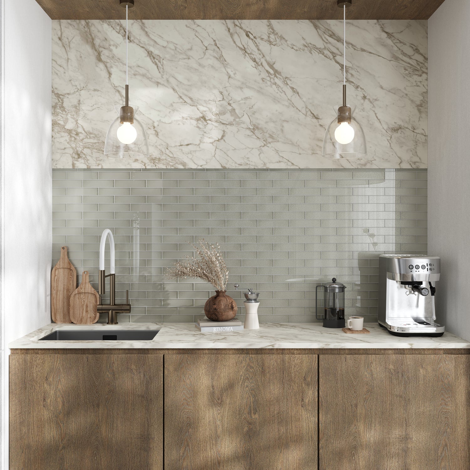 Gray 12x12 Brick Glossy Glass Mosaic Tile (5 pack, 4.83 sq ft/case)