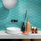 Ocean Blue 12x12 Glossy Brick Glass Mosaic Tile (5 pack, 4.83 sq ft/case) - Sample