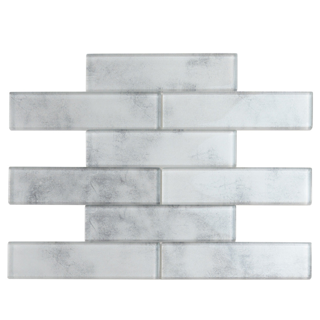 Light Gray 12x12 Brick Glossy Glass Mosaic Tile (5 pack, 4.83 sq ft/case) - Sample