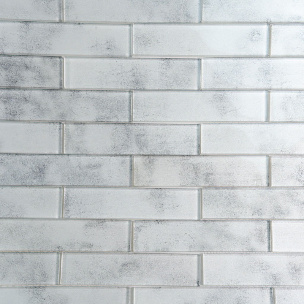 Light Gray 12x12 Brick Glossy Glass Mosaic Tile (5 pack, 4.83 sq ft/case) - Sample