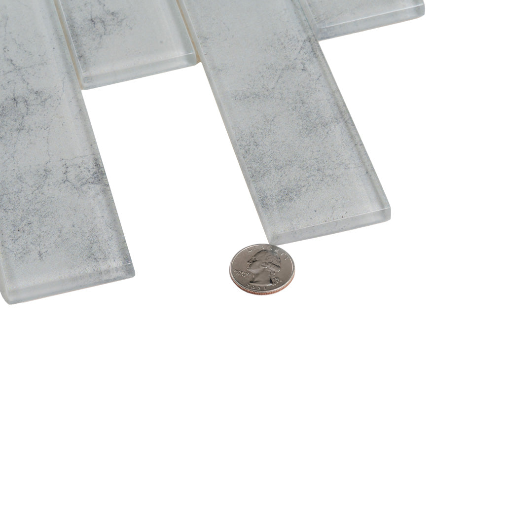 Light Gray 12x12 Brick Glossy Glass Mosaic Tile (5 pack, 4.83 sq ft/case) - Sample