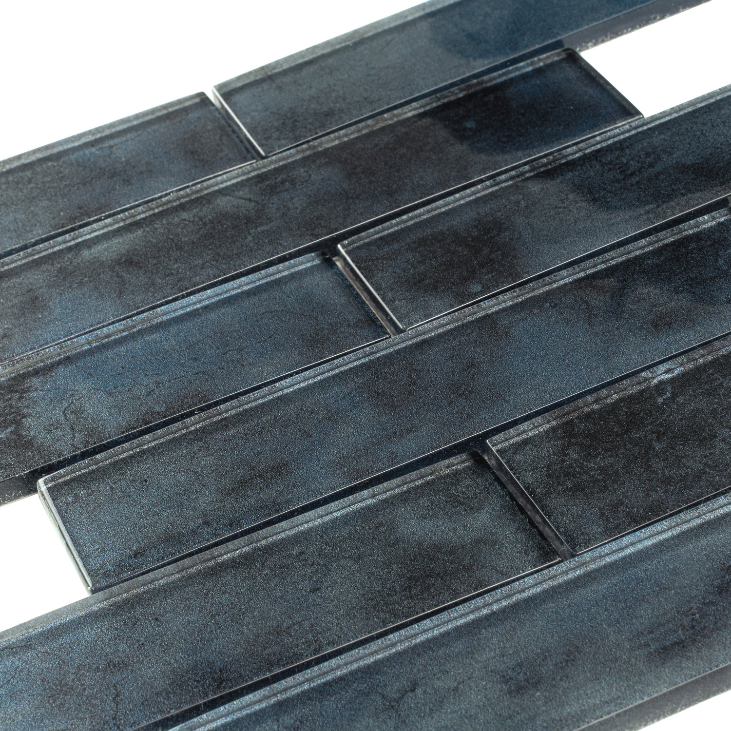 Sample - Stone Blue 12x12 Glossy Glass Brick Mosaic tile (5 pack, 4.83 sq ft/case)