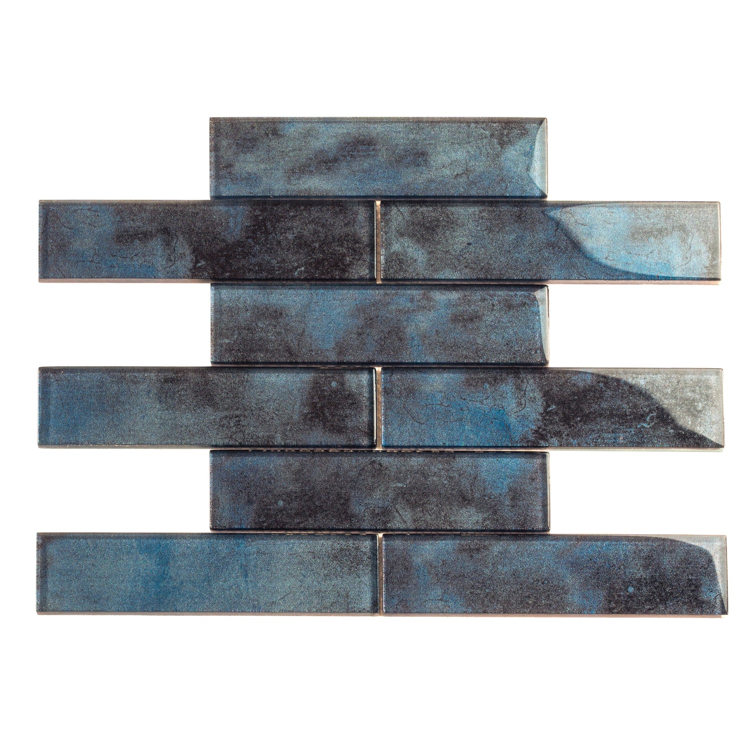 Sample - Stone Blue 12x12 Glossy Glass Brick Mosaic tile (5 pack, 4.83 sq ft/case)