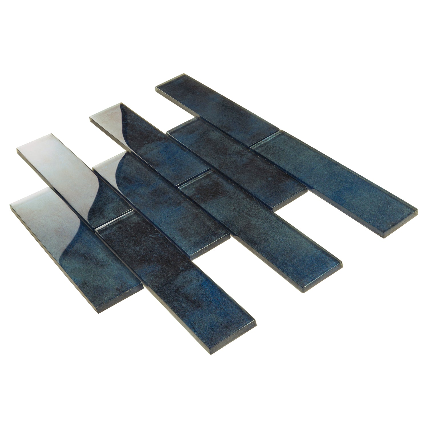 Stone Blue 12x12 Glossy Glass Brick Mosaic tile (5 pack, 4.83 sq ft/case)