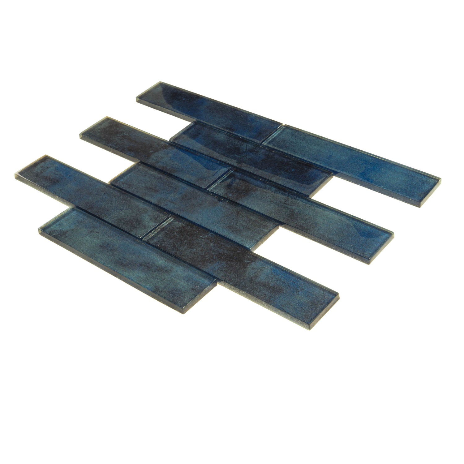Stone Blue 12x12 Glossy Glass Brick Mosaic tile (5 pack, 4.83 sq ft/case)