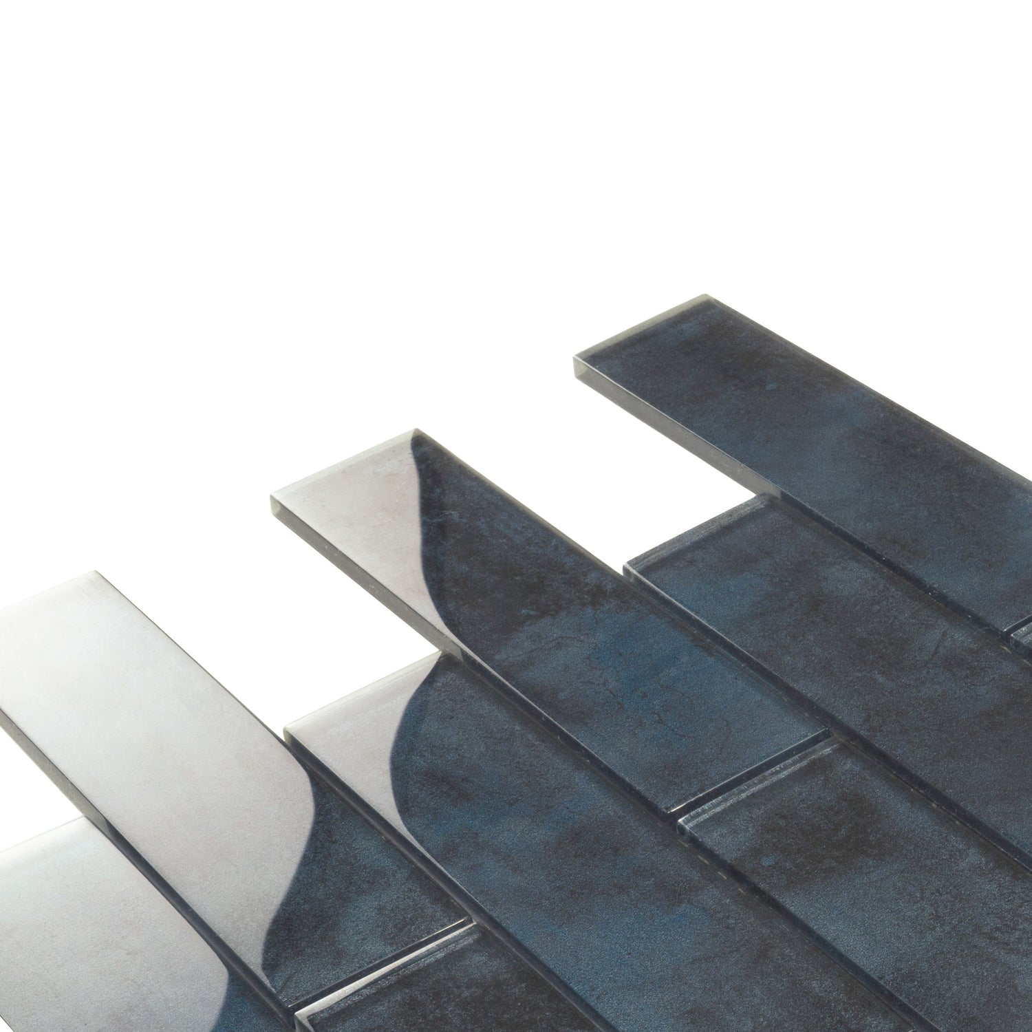Sample - Stone Blue 12x12 Glossy Glass Brick Mosaic tile (5 pack, 4.83 sq ft/case)