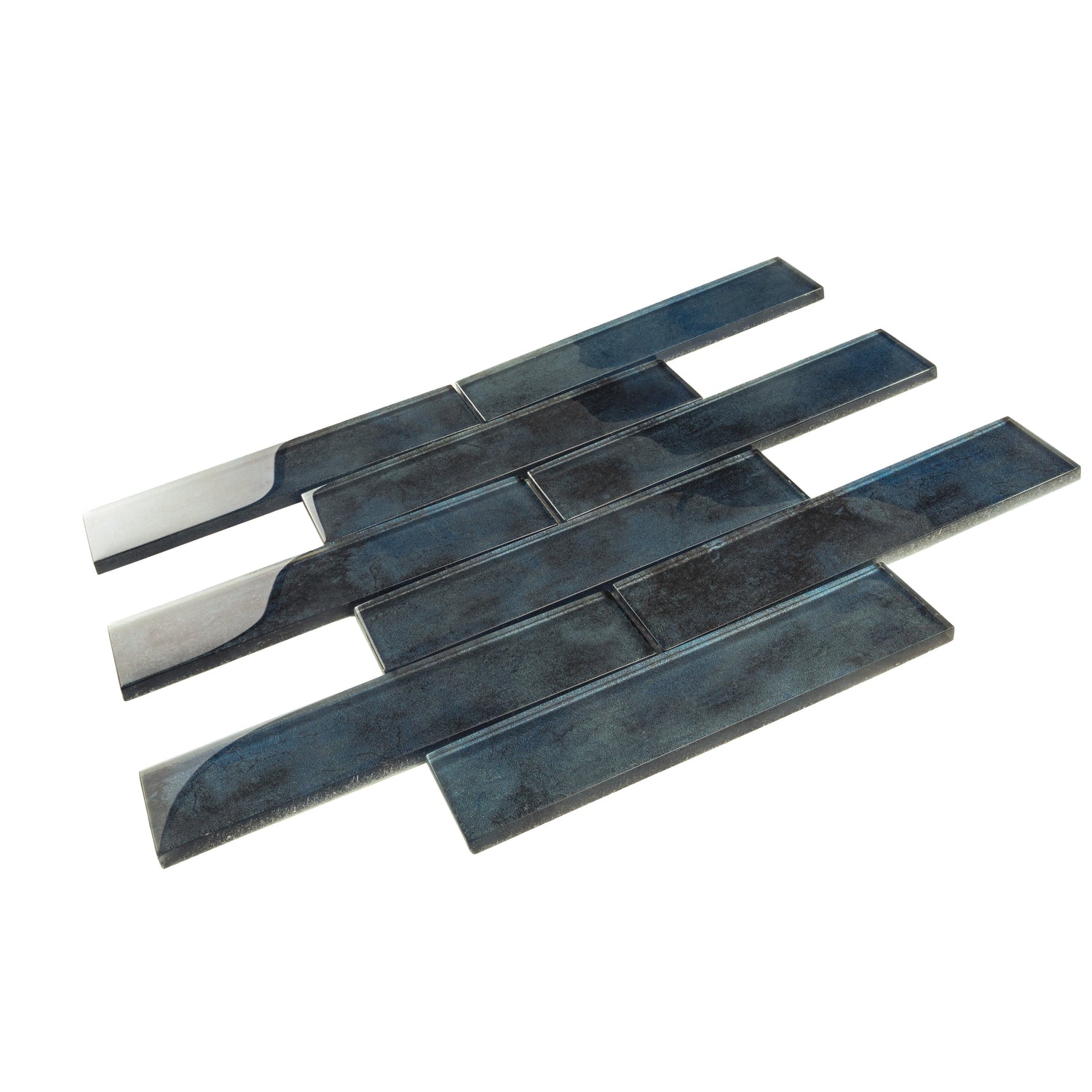 Sample - Stone Blue 12x12 Glossy Glass Brick Mosaic tile (5 pack, 4.83 sq ft/case)