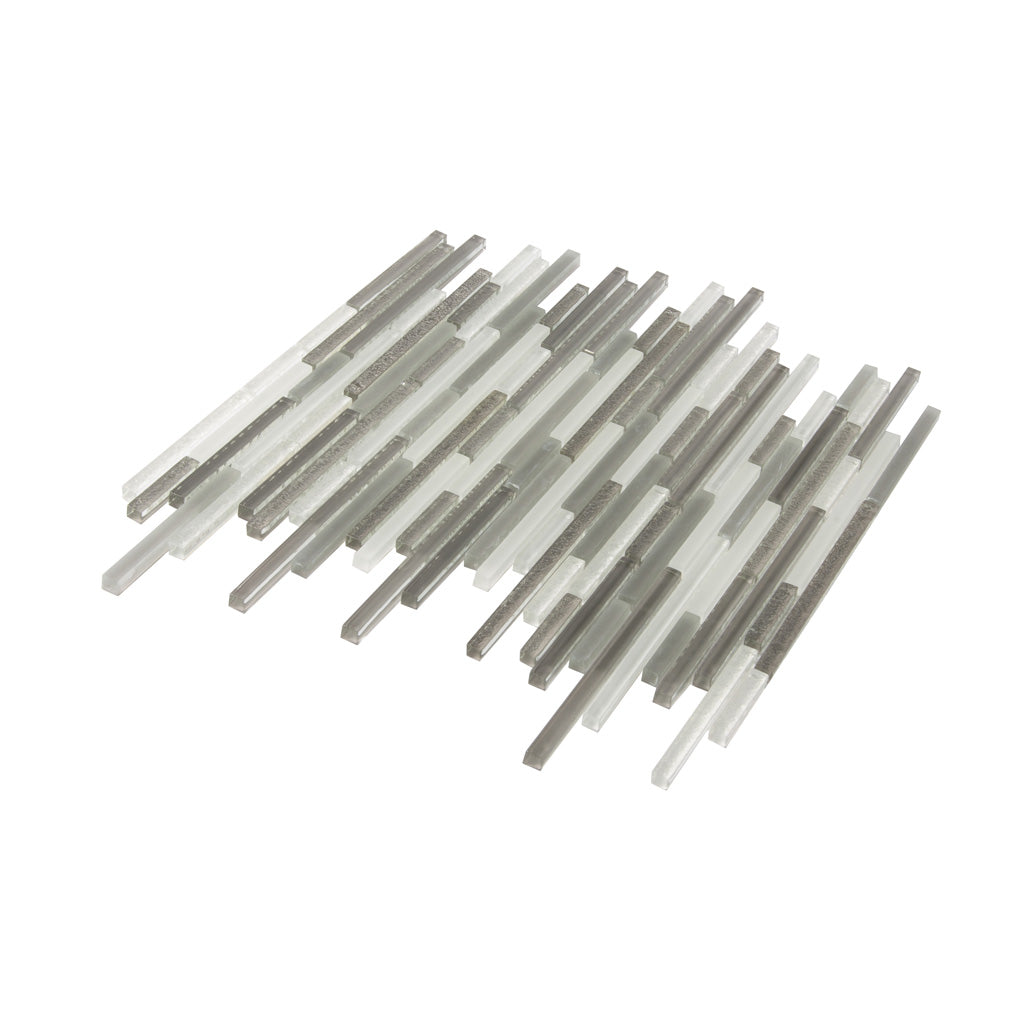 Gray 12x12 Brick Glossy Matte Textured Glass Mosaic Tile (5 pack, 4.83 sq ft/case) - Sample