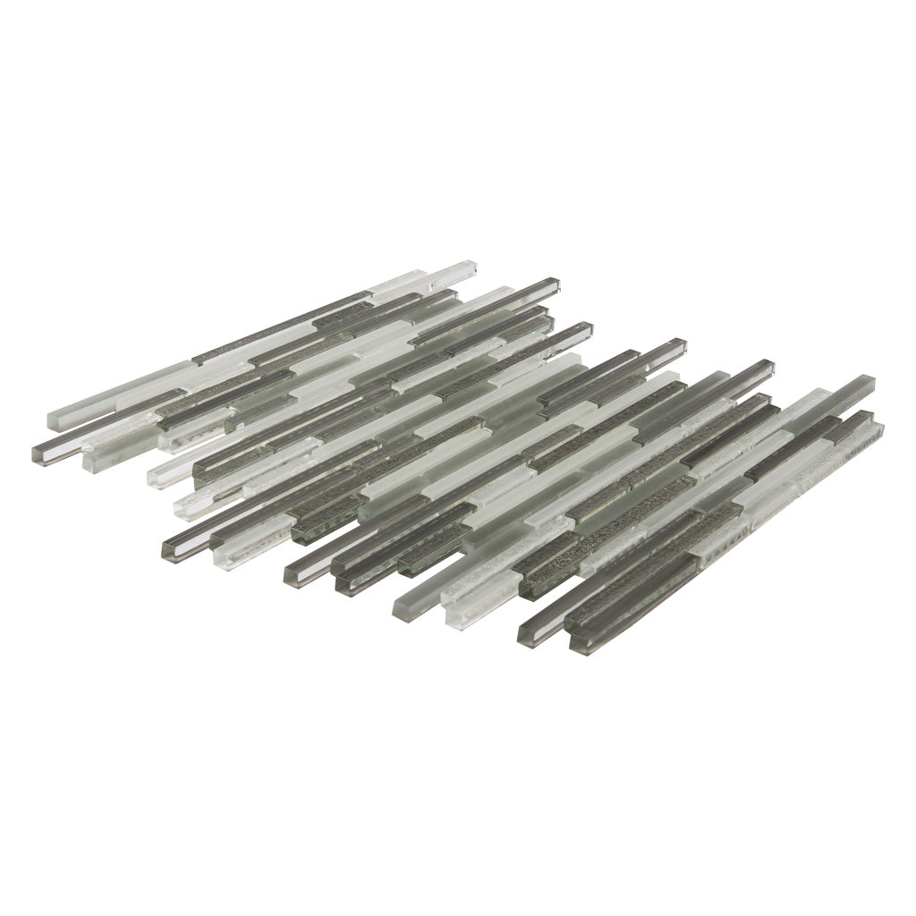 Gray 12x12 Brick Glossy Matte Textured Glass Mosaic Tile (5 pack, 4.83 sq ft/case) - Sample