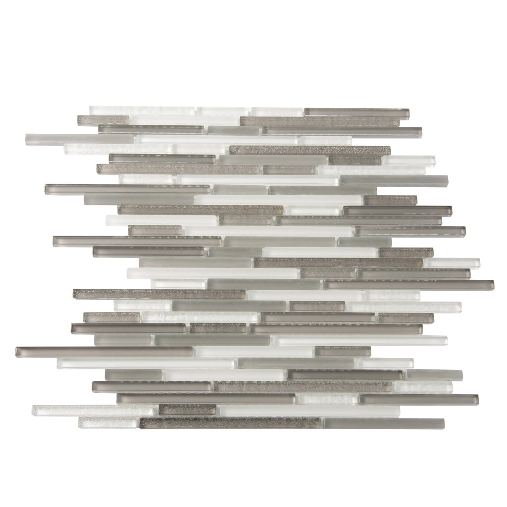 Gray 12x12 Brick Glossy Matte Textured Glass Mosaic Tile (5 pack, 4.83 sq ft/case) - Sample