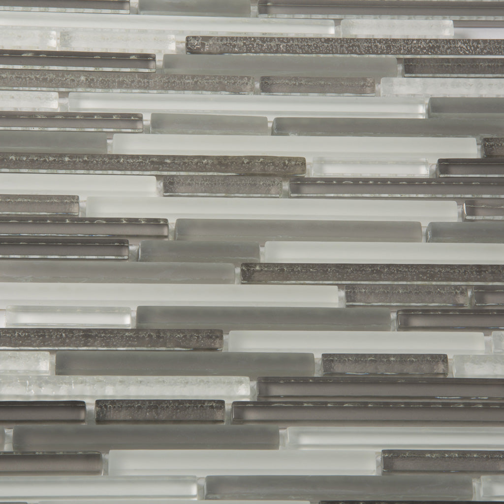 Gray 12x12 Brick Glossy Matte Textured Glass Mosaic Tile (5 pack, 4.83 sq ft/case) - Sample