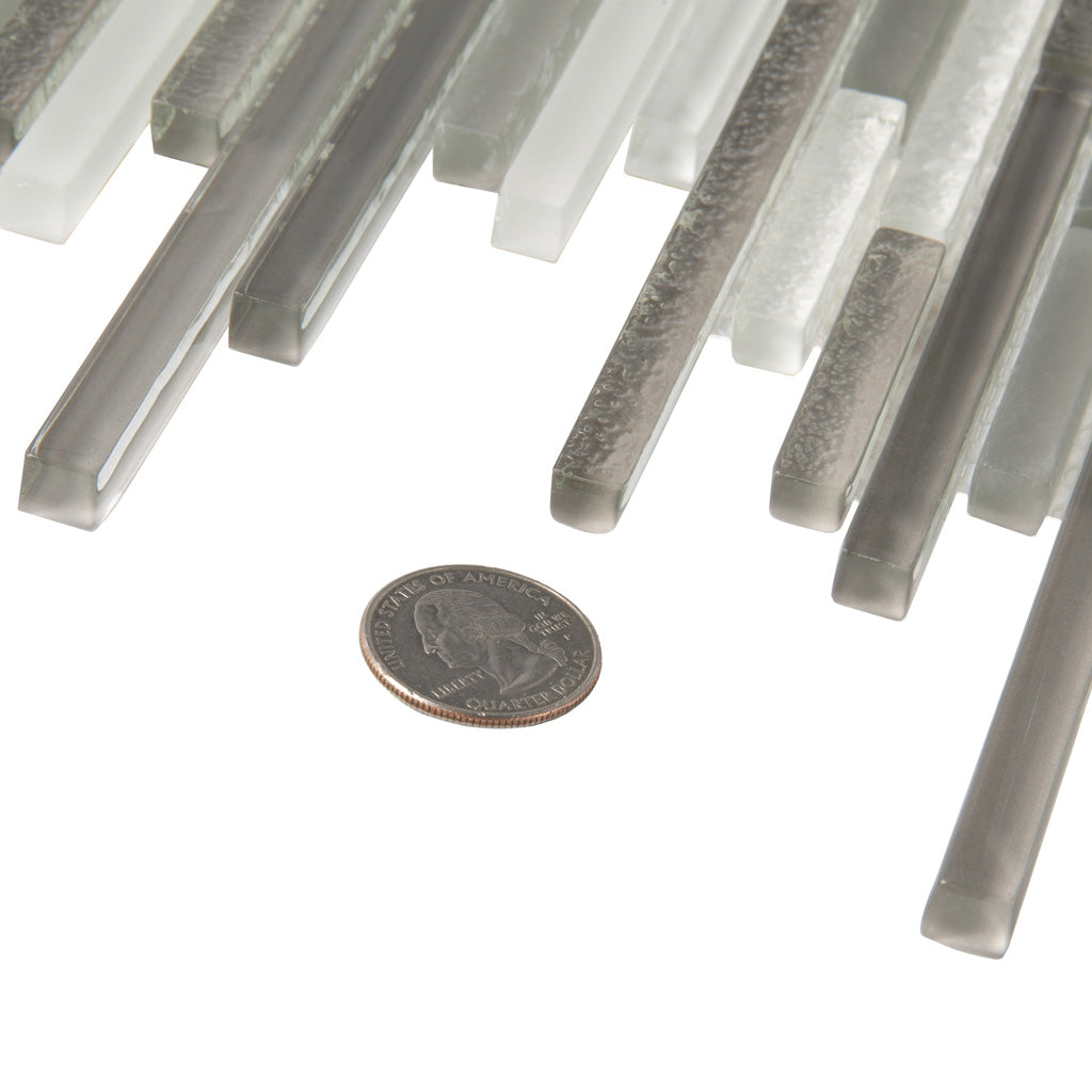 Gray 12x12 Brick Glossy Matte Textured Glass Mosaic Tile (5 pack, 4.83 sq ft/case) - Sample