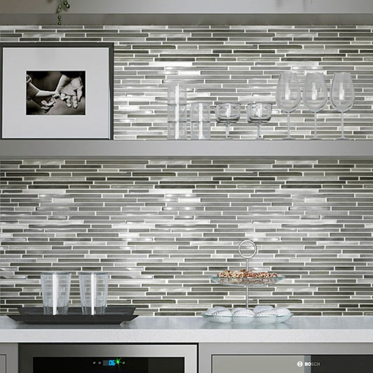 Gray 12x12 Glossy Matte Brick Glass Metal Mosaic Tile (5 pack, 4.83 sq ft/case) - Sample