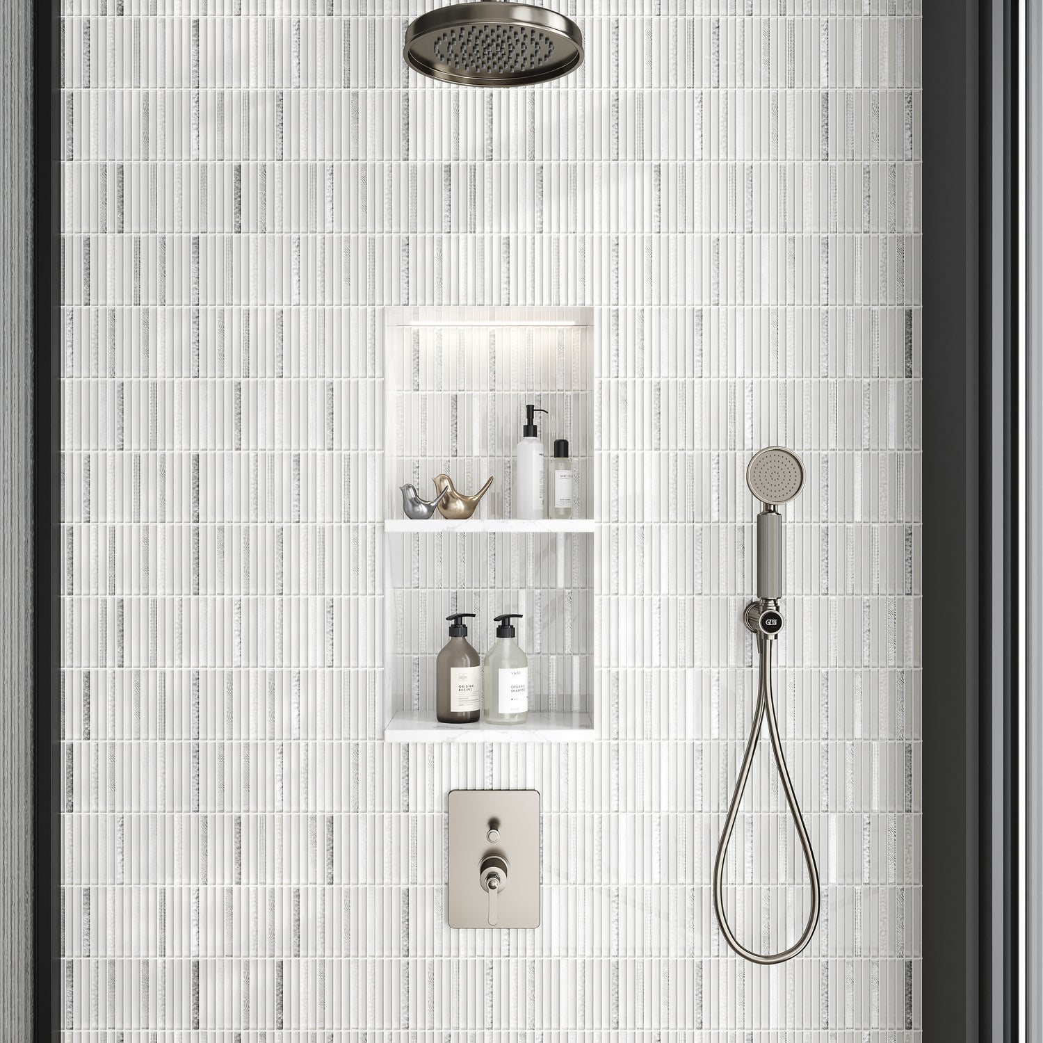 White 12x12 Glossy Brick Glass Mosaic Tile (5 pack, 4.83 sq ft/case)