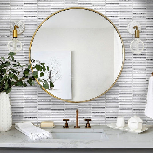 White 12x12 Glossy Brick Glass Mosaic Tile (5 pack, 4.83 sq ft/case) - Sample