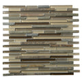 Sample - Gray Brown 12x12 Linear Glossy Matte Textured Glass Stone Mosaic Tile (5 pack, 4.83 sq ft/case)