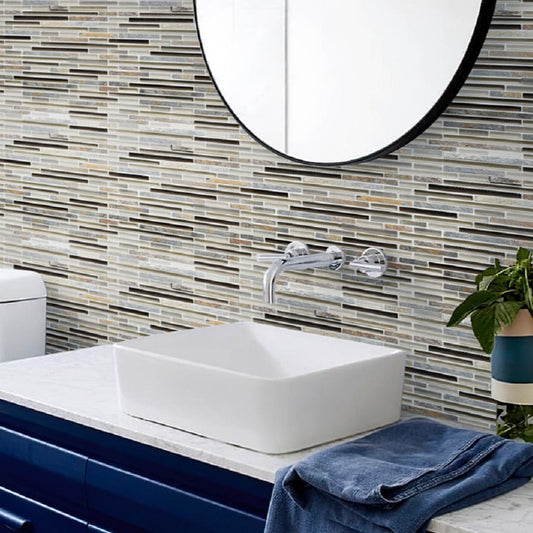 Gray Brown 12x12 Brick Glossy Matte Textured Glass Stone Mosaic Tile (5 pack, 4.83 sq ft/case) - Sample