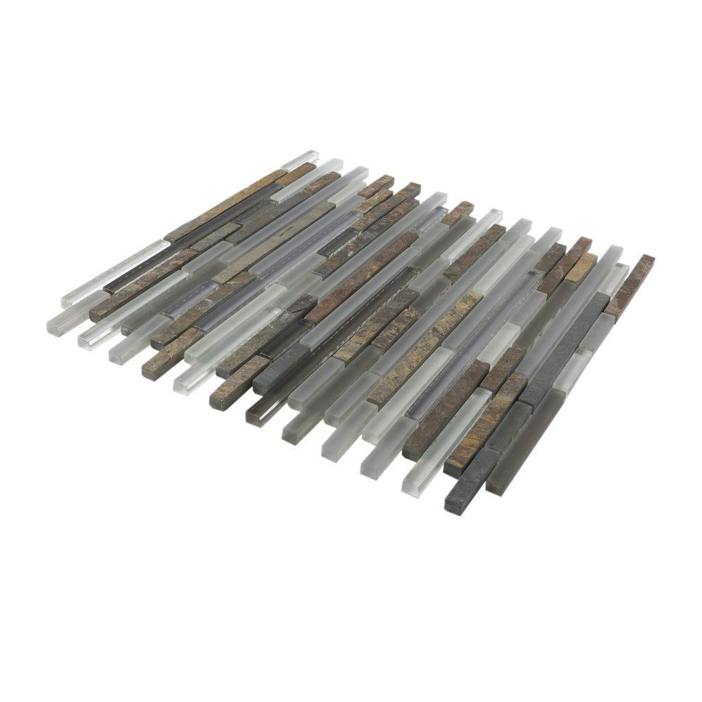 Gray Brown 12x12 Glossy Matte Textured Brick Glass Stone Mosaic Tile (5 pack, 4.83 sq ft/case) - Sample