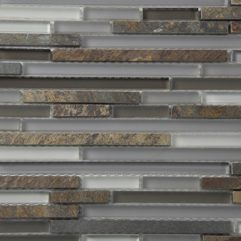 Gray Brown 12x12 Glossy Matte Textured Brick Glass Stone Mosaic Tile (5 pack, 4.83 sq ft/case) - Sample