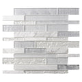 Sample - White 12x12 Brick Polished Matte Glass Stone Mosaic Tile (5 pack, 4.83 sq ft/case)