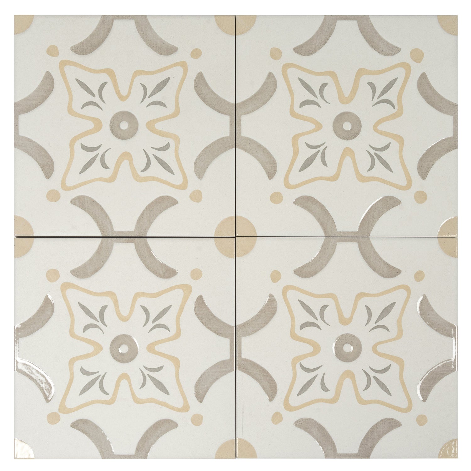 Palmera 9x9 Muted WYG Porcelain Floral Square Wall and Floor Tile (13 Pack, 6.96 sq ft/case) - Sample