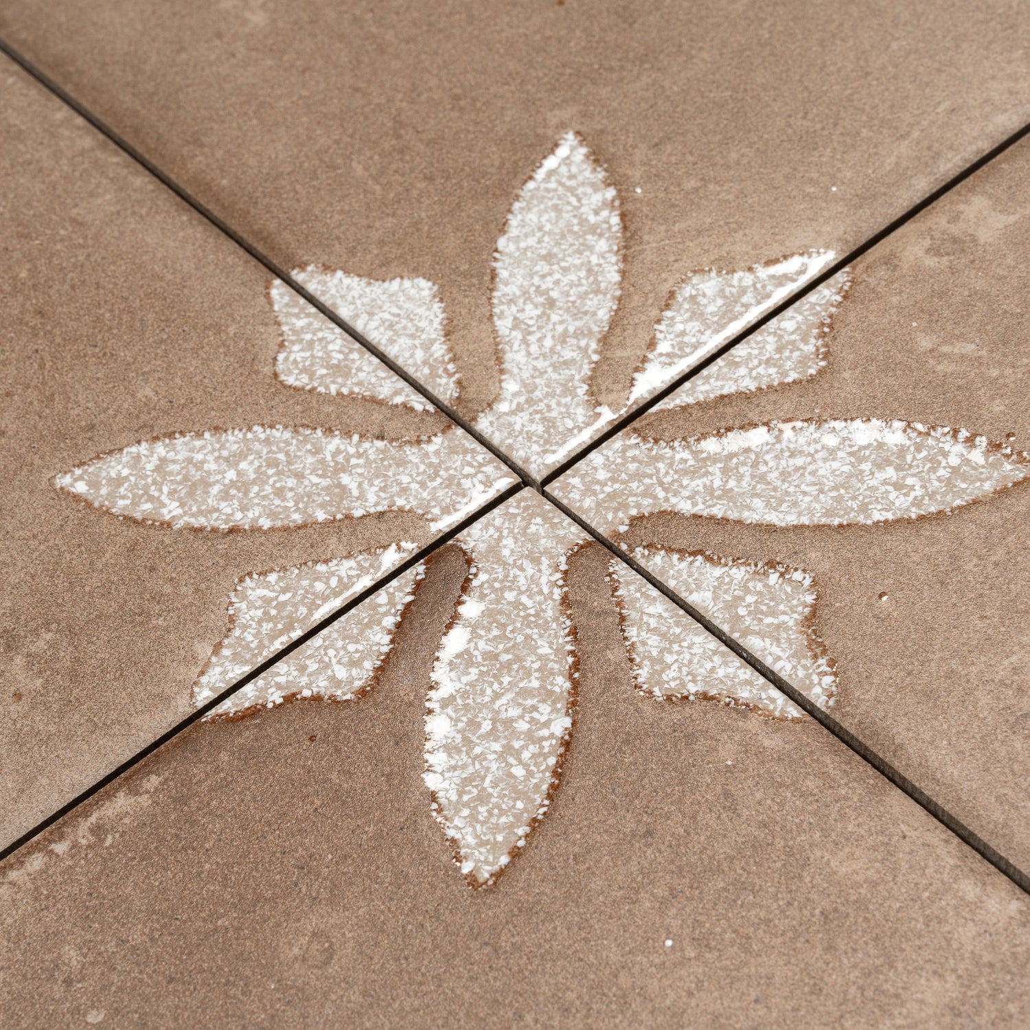 Sample - Terracotta Brown 9x9 Matte, Glossy Floral Square Porcelain Tile (13 pack, 6.96 sq ft/case)