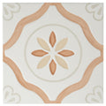 Sample - Clay off-white 9x9 Matte, Glossy Floral Square Porcelain Tile (13 pack, 6.96 sq ft/case)