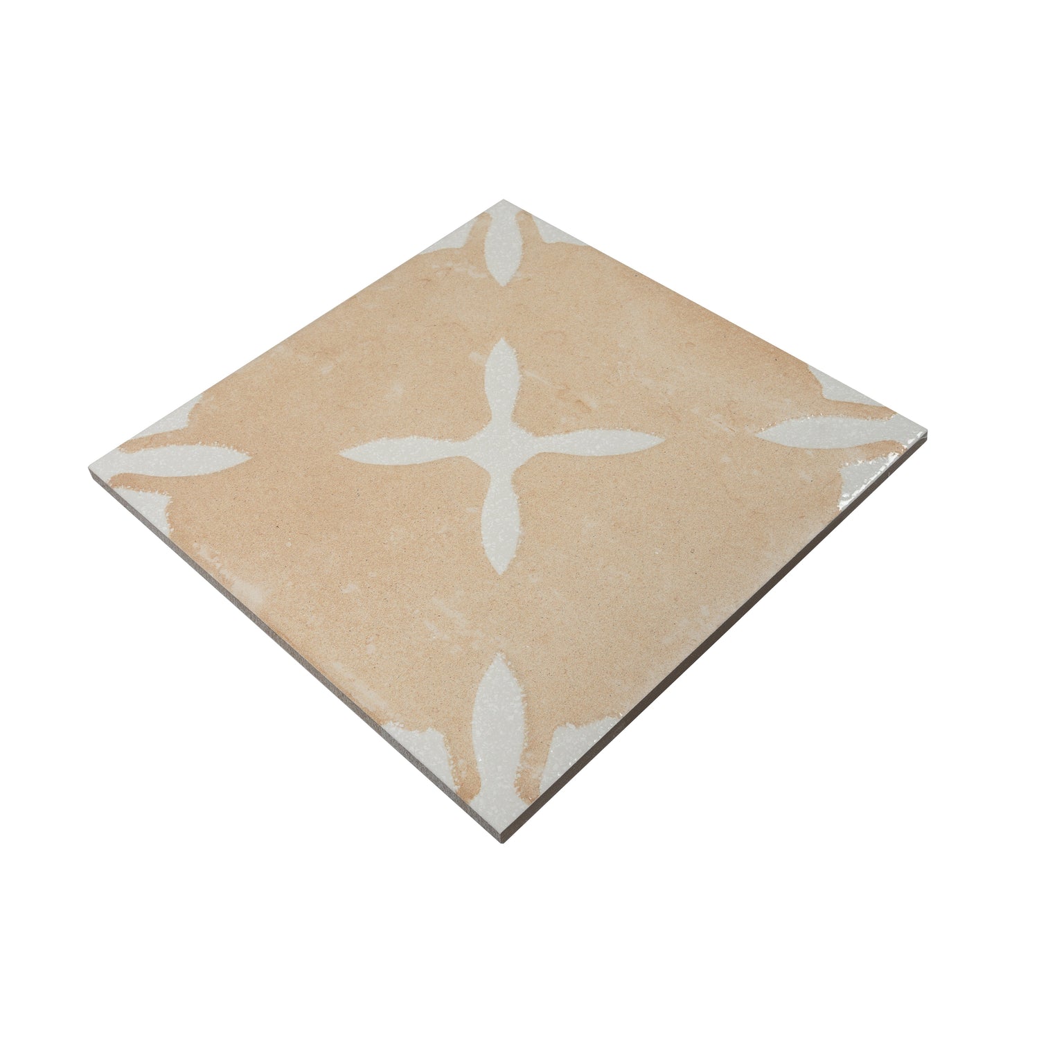 Sample - Terracotta Beige 9x9 Matte, Glossy Floral Square Porcelain Tile (13 pack, 6.96 sq ft/case)