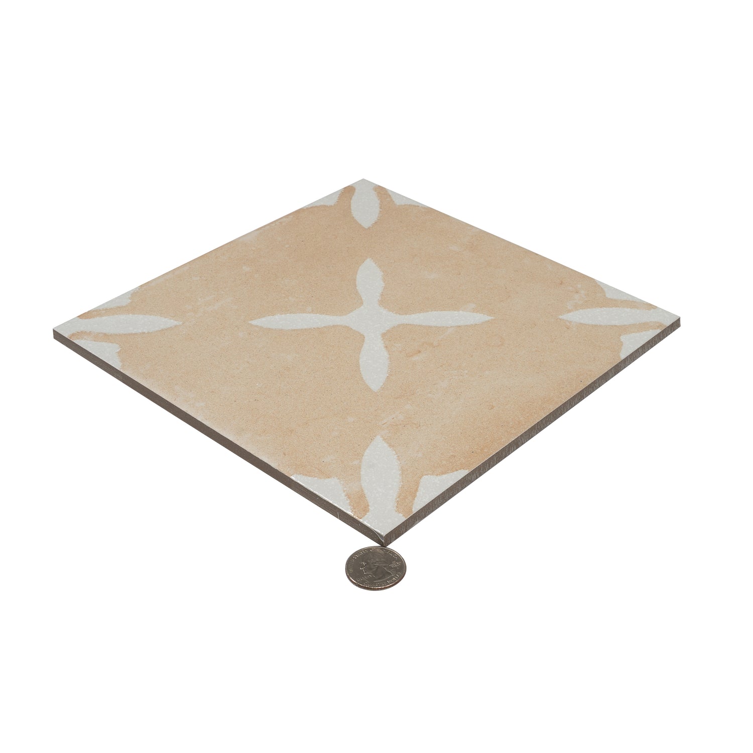 Terracotta Beige 9x9 Matte, Glossy Floral Square Porcelain Tile (13 pack, 6.96 sq ft/case)