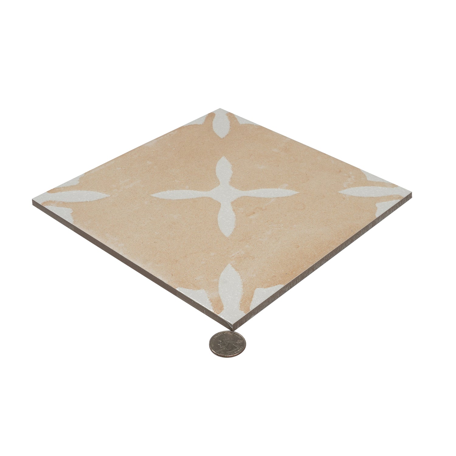 Sample - Terracotta Beige 9x9 Matte, Glossy Floral Square Porcelain Tile (13 pack, 6.96 sq ft/case)