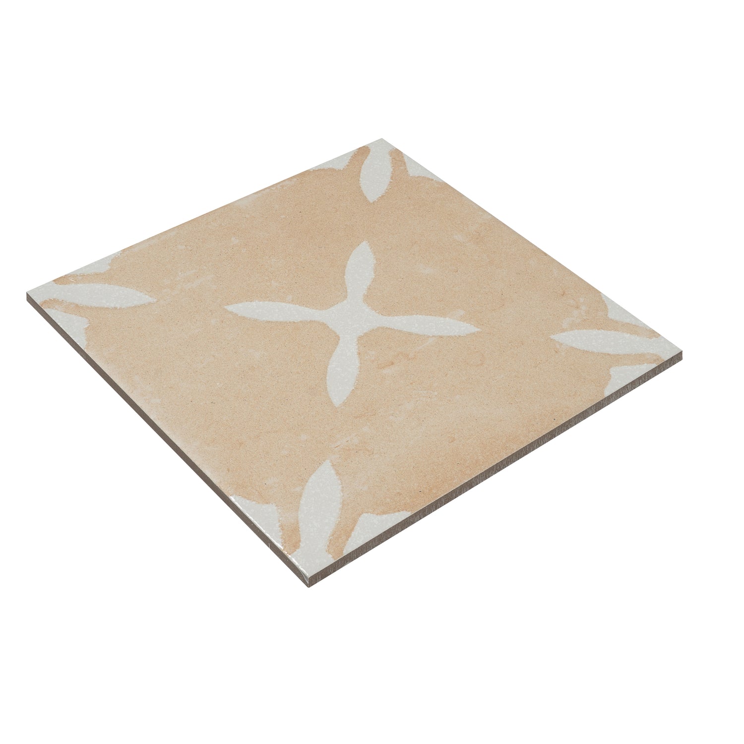 Terracotta Beige 9x9 Matte, Glossy Floral Square Porcelain Tile (13 pack, 6.96 sq ft/case)