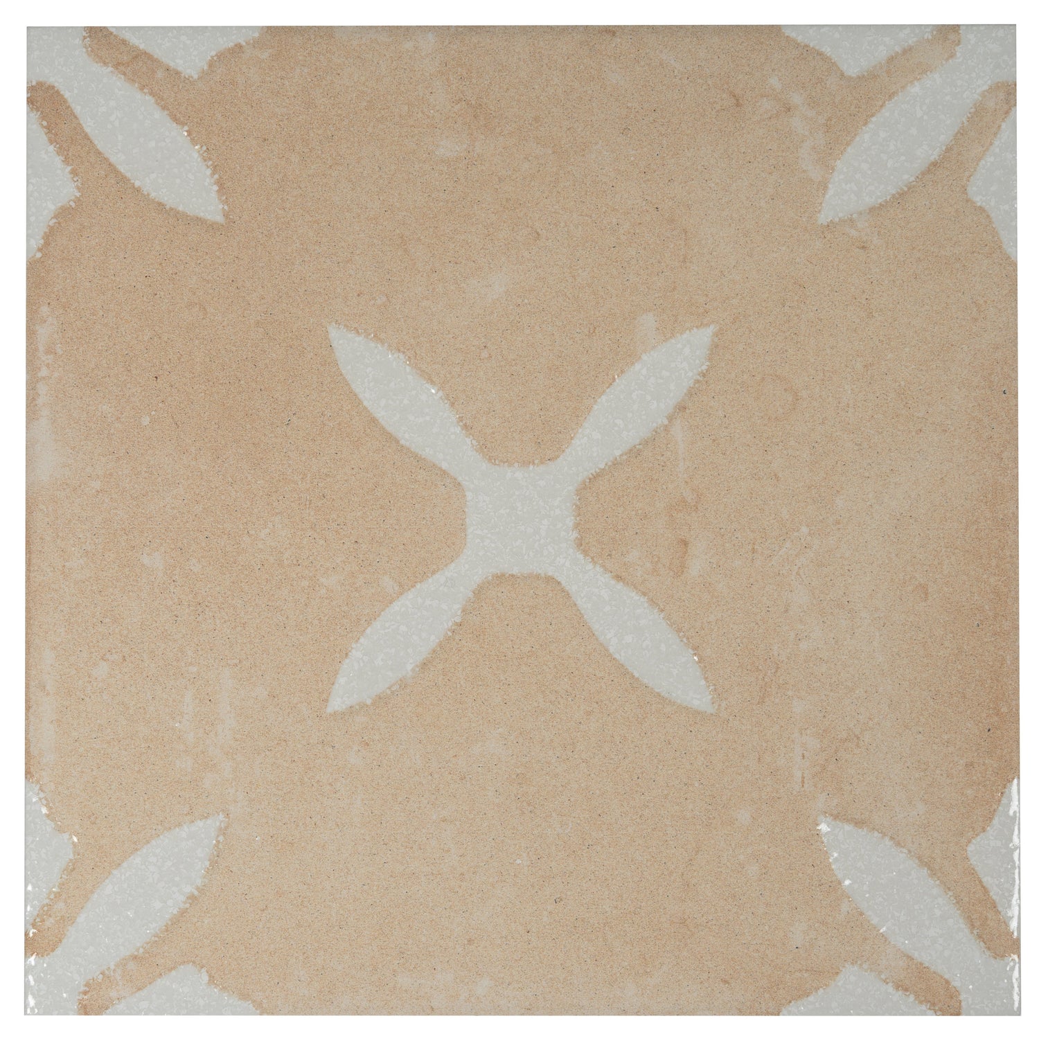 Sample - Terracotta Beige 9x9 Matte, Glossy Floral Square Porcelain Tile (13 pack, 6.96 sq ft/case)