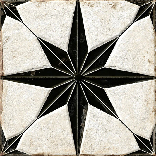 Sample-Black White 9x9 Matte-Layer Tech Star Square Porcelain Tile (13 pack, 6.96 sq ft/case)