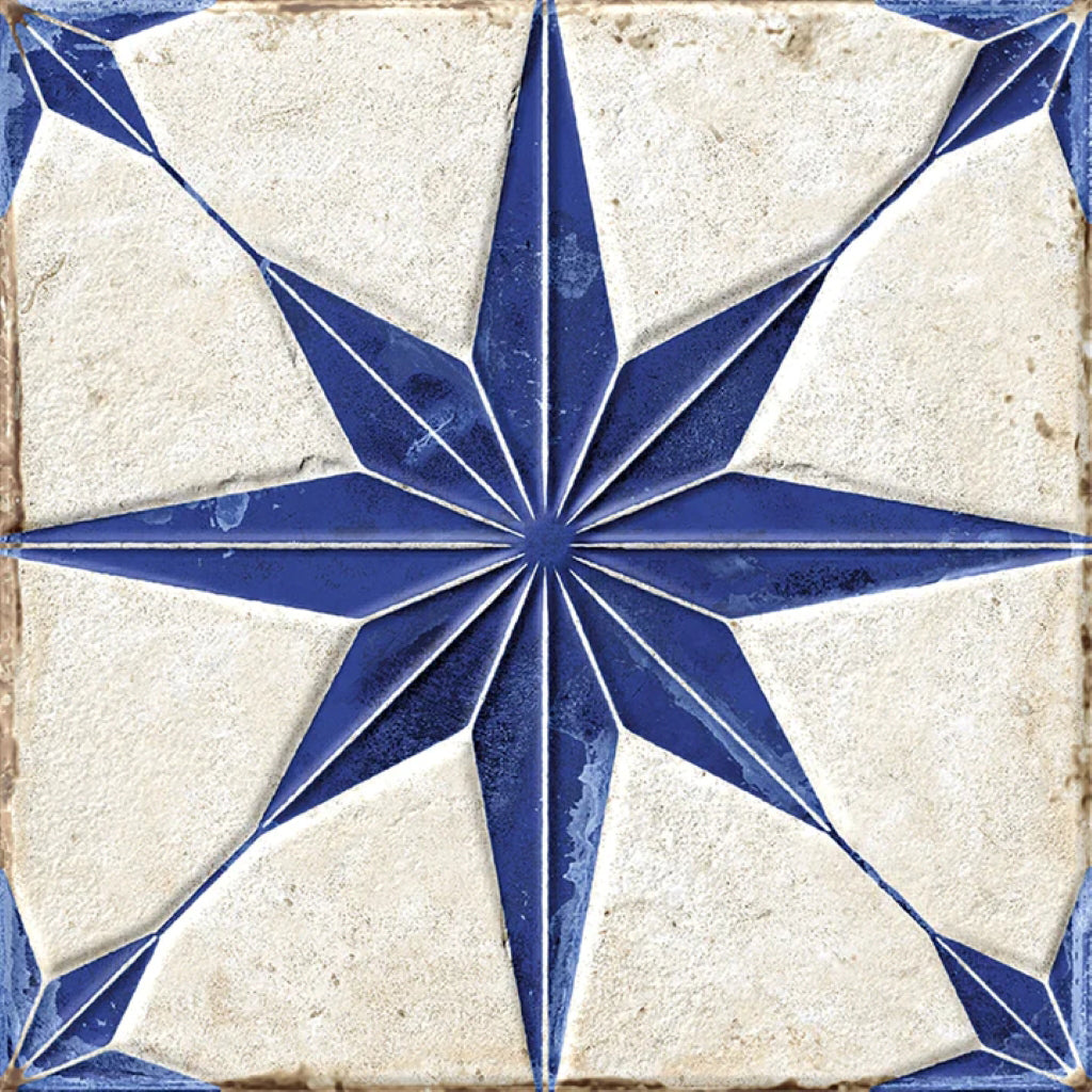 Blue White 9x9 Matte-Layer Tech Star Square Porcelain Tile (13 pack, 6.96 sq ft/case)