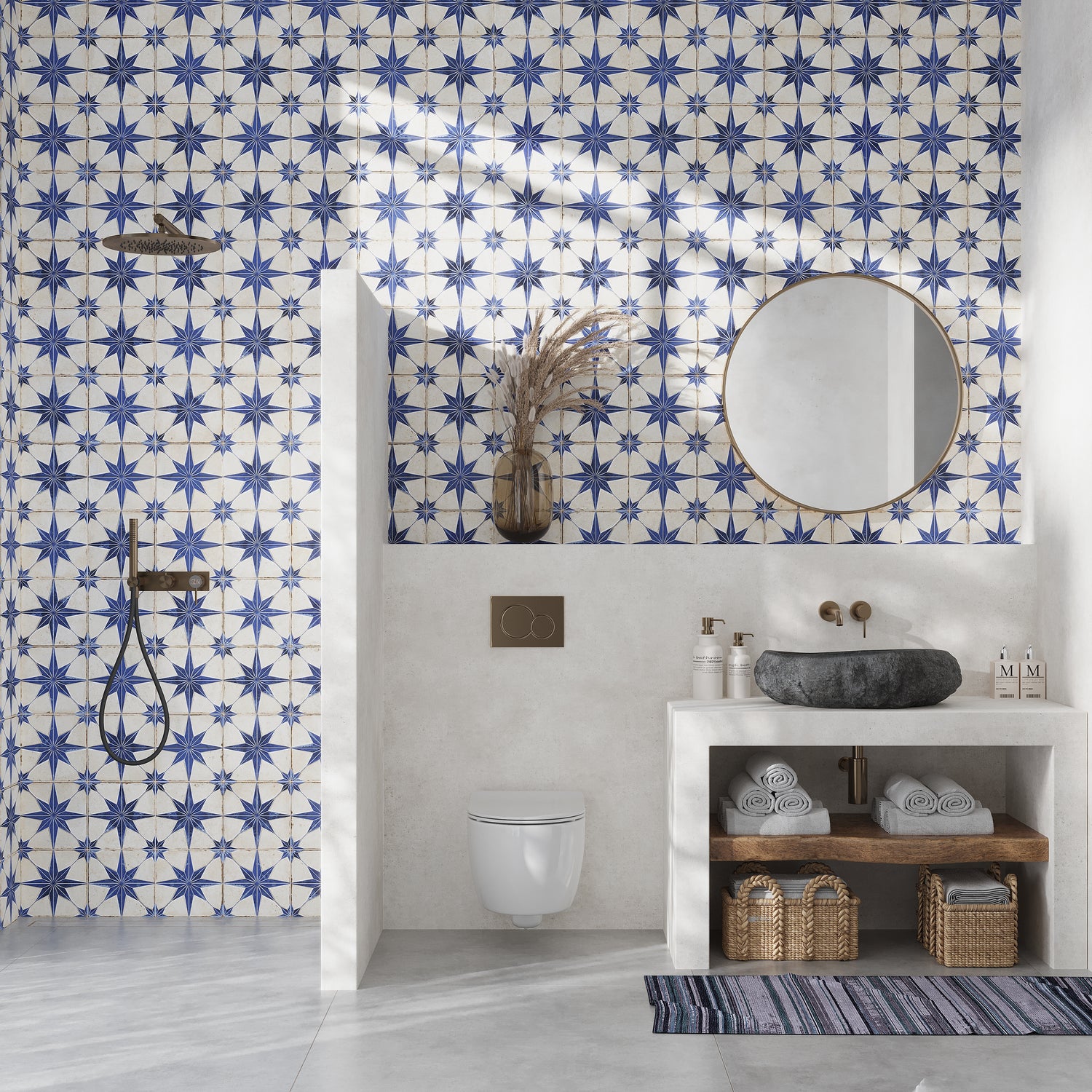 Blue White 9x9 Matte-Layer Tech Star Square Porcelain Tile (13 pack, 6.96 sq ft/case)