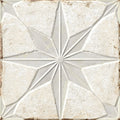 9x9 beige white porcelain tile with matte finish and eight-point star embossed design