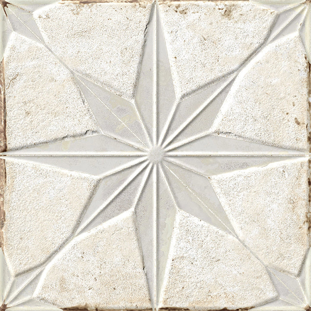 Palmera 9x9 Beige White Porcelain Star Square Wall and Floor Tile (13 Pack, 6.96 sq ft/case) - Sample