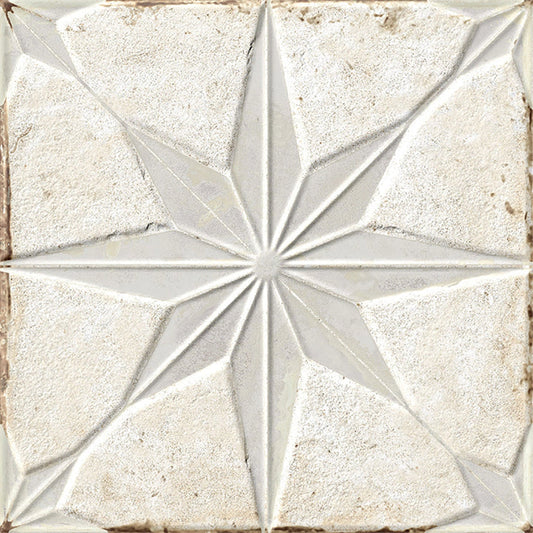 Palmera 9x9 Beige White Porcelain Star Square Wall and Floor Tile (13 Pack, 6.96 sq ft/case) - Sample