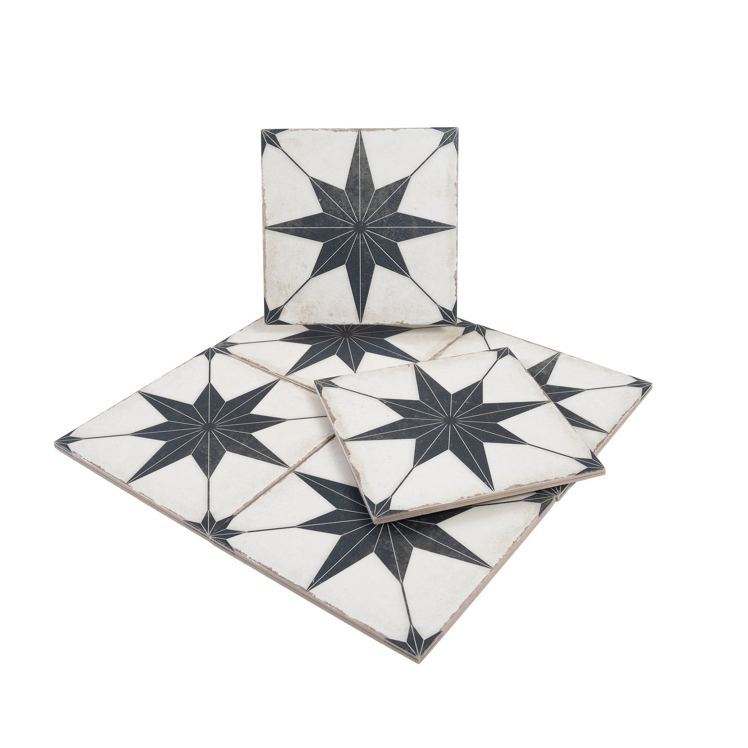 Faenza 8x8 White Black Porcelain Square Motif Wall and Floor Tile (15 Pack, 6.46 sq ft/case) - Sample