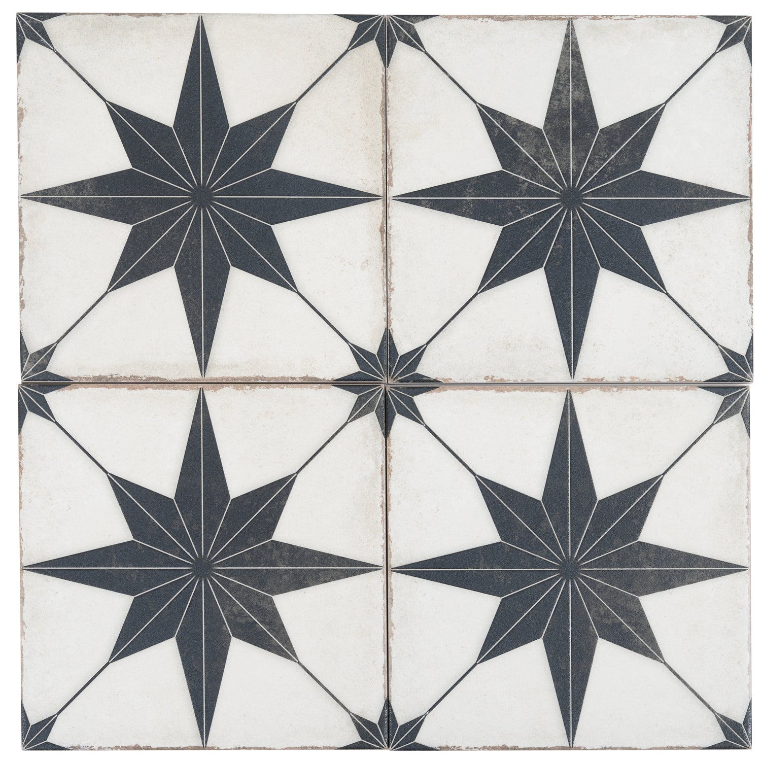 Faenza 8x8 White Black Porcelain Square Motif Wall and Floor Tile (15 Pack, 6.46 sq ft/case)