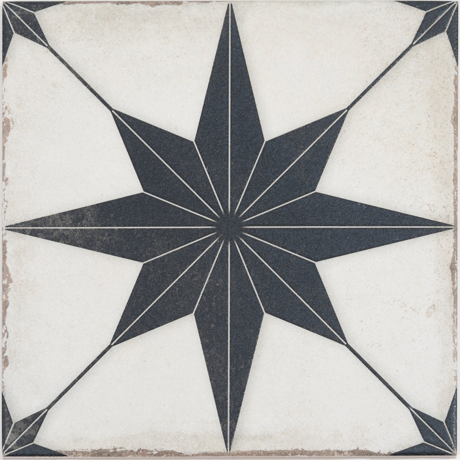 Faenza 8x8 White Black Porcelain Square Motif Wall and Floor Tile (15 Pack, 6.46 sq ft/case)