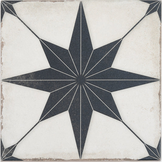 Faenza 8x8 White Black Porcelain Square Motif Wall and Floor Tile (15 Pack, 6.46 sq ft/case)
