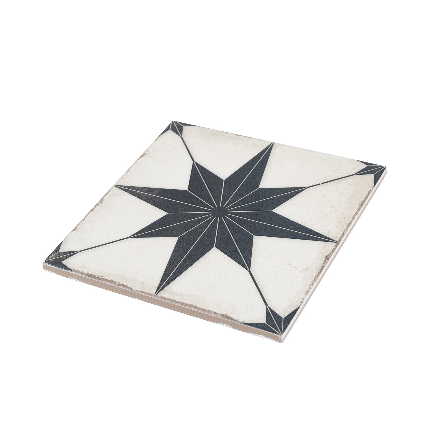 Faenza 8x8 White Black Porcelain Square Motif Wall and Floor Tile (15 Pack, 6.46 sq ft/case)