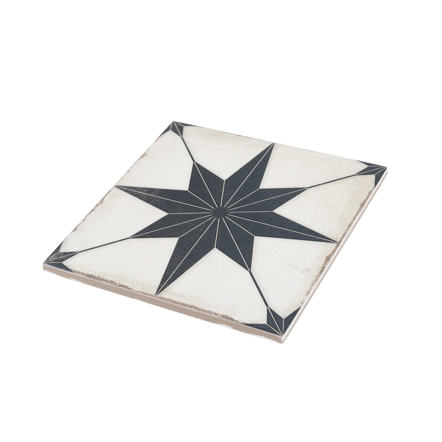 Faenza 8x8 White Black Porcelain Square Motif Wall and Floor Tile (15 Pack, 6.46 sq ft/case) - Sample