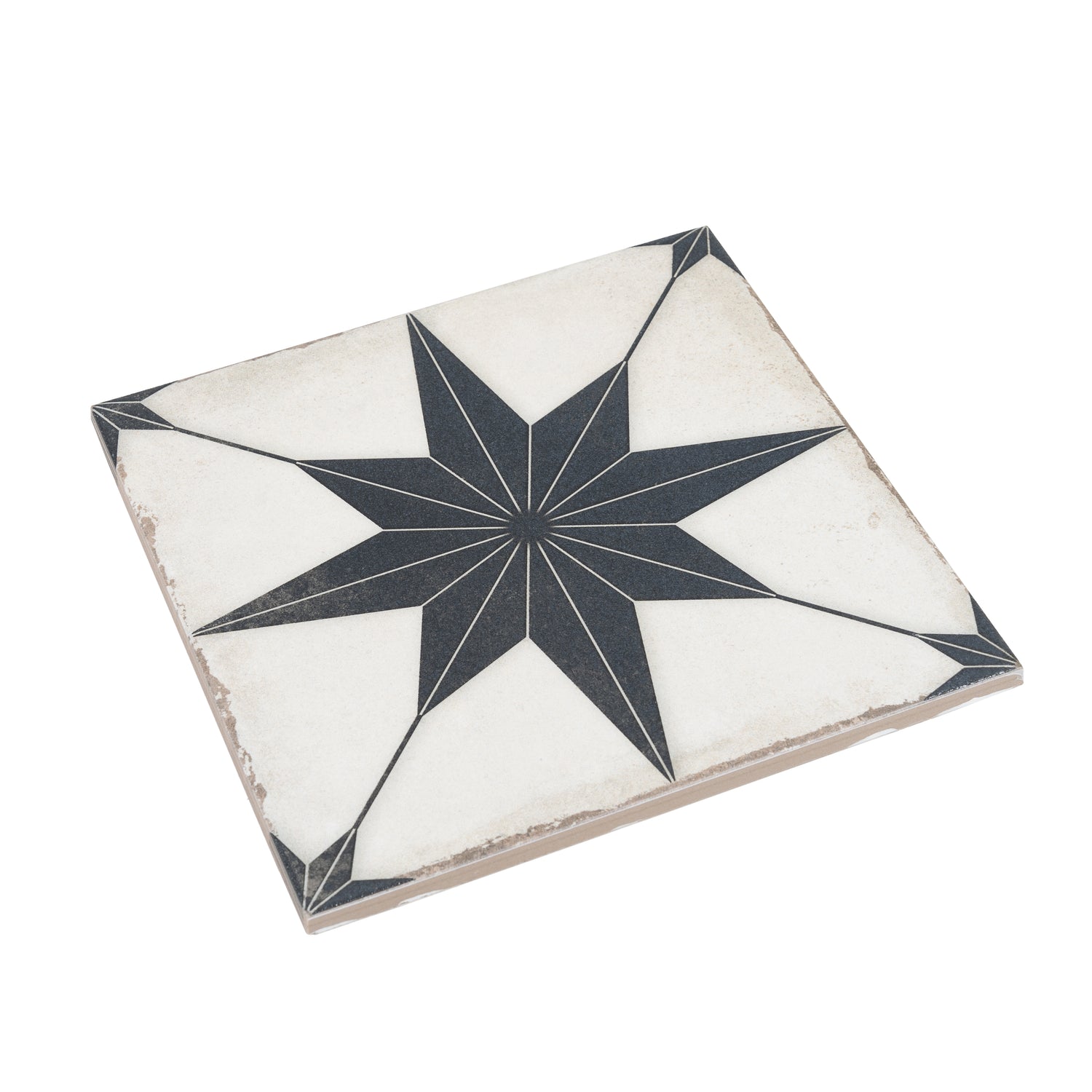 Faenza 8x8 White Black Porcelain Square Motif Wall and Floor Tile (15 Pack, 6.46 sq ft/case)